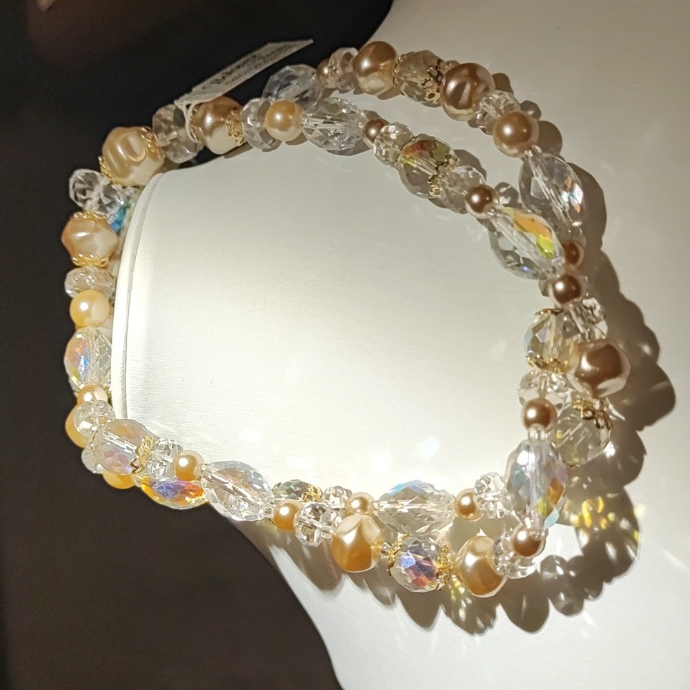 Boheme Tacoa Czech CZECHOSLOVAKIA Faux Pearls and Crystals Necklace Opera Length